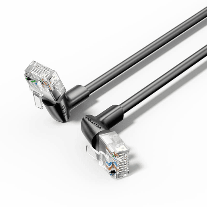 Vention Cable de Red Acodado Cat.6a UTP - Slim - Longitud 5m - Velocidad hasta 10Gbps - 32 AWG - Cubierta de PVC - Color Negro 1