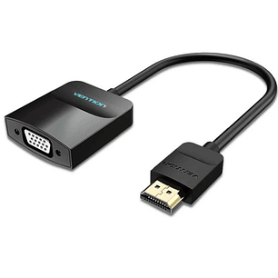 Vention Cable Conversor HDMI Macho a VGA Hembra - Full HD - ARC - Puerto de Audio 3.5mm - Longitud 0.15m - Conectores Chapados en Oro - Color Negro