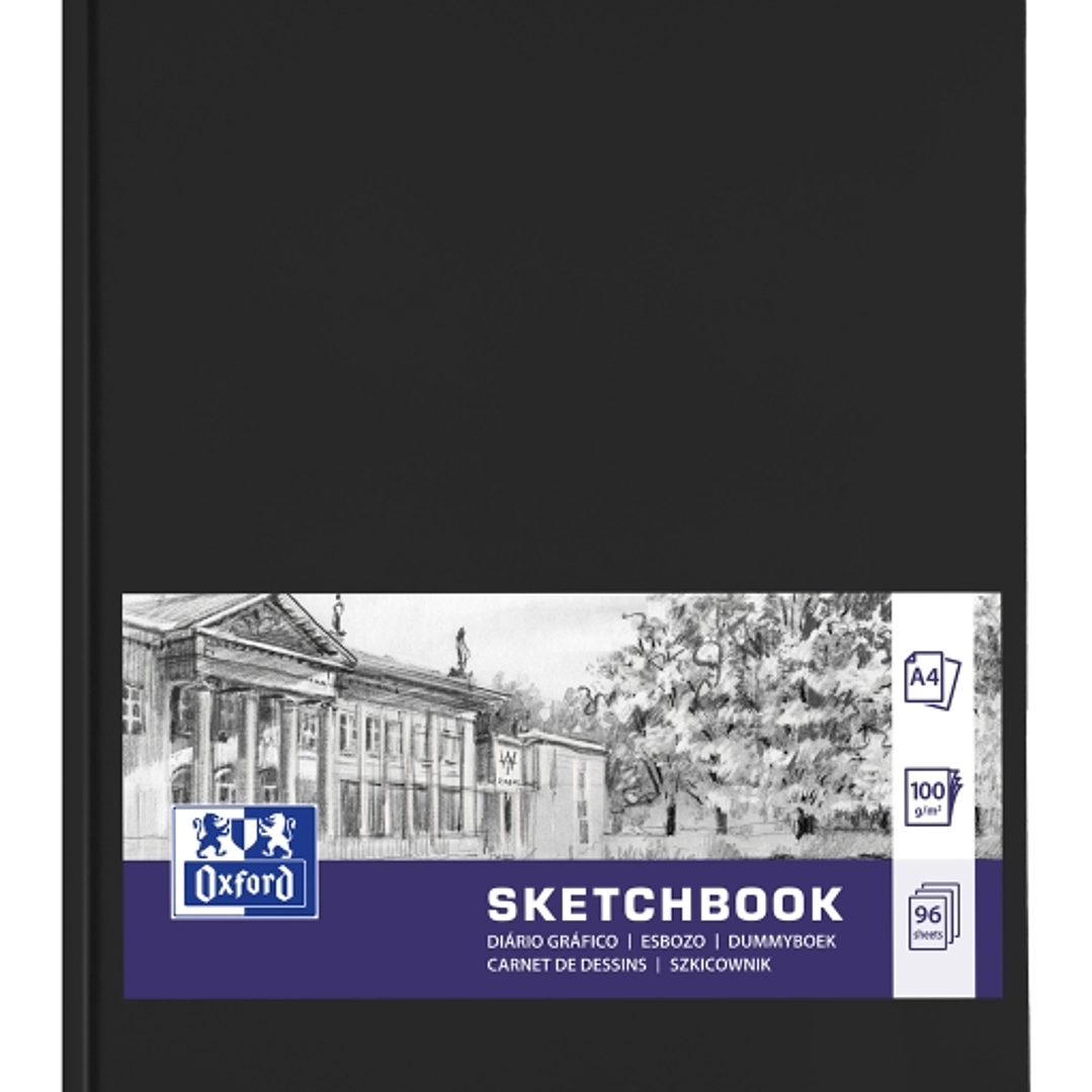 Oxford Oxfart Cuaderno de Bocetos - Formato A4 - 48 Hojas de 100g - Resistente al Borrado - Color Negro 1