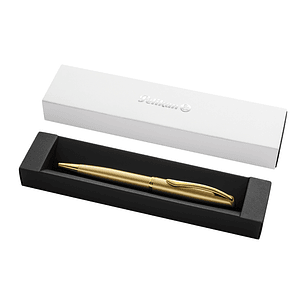 Pelikan Jazz Noble Boligrafo Retractil - Trazo de 1mm - Mecanismo de Giro - Recambio 337M Azul - Estuche de Regalo - Detalles Cromados - Color Oro