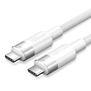 Vention Cable USB-C 3.2 - Potencia hasta 100W - Transmision 4K a 60 Hz - Longitud 0.5m - Recubrimiento de Nailon Trenzado - Velocidad hasta 10Gbps - C