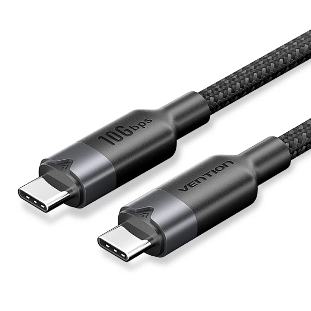 Vention Cable USB-C 3.2 - Potencia hasta 100W - Transmision 4K a 60 Hz - Longitud 0.5m - Recubrimiento de Nailon Trenzado - Velocidad hasta 10Gbps - C 1