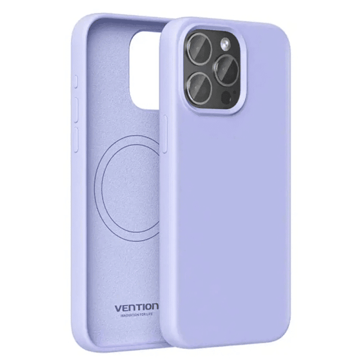 Vention Funda de Silicona para Iphone 14 - Anillo Magnetico MagSafe - Forro Interior de Microfibra - Color Morado 1