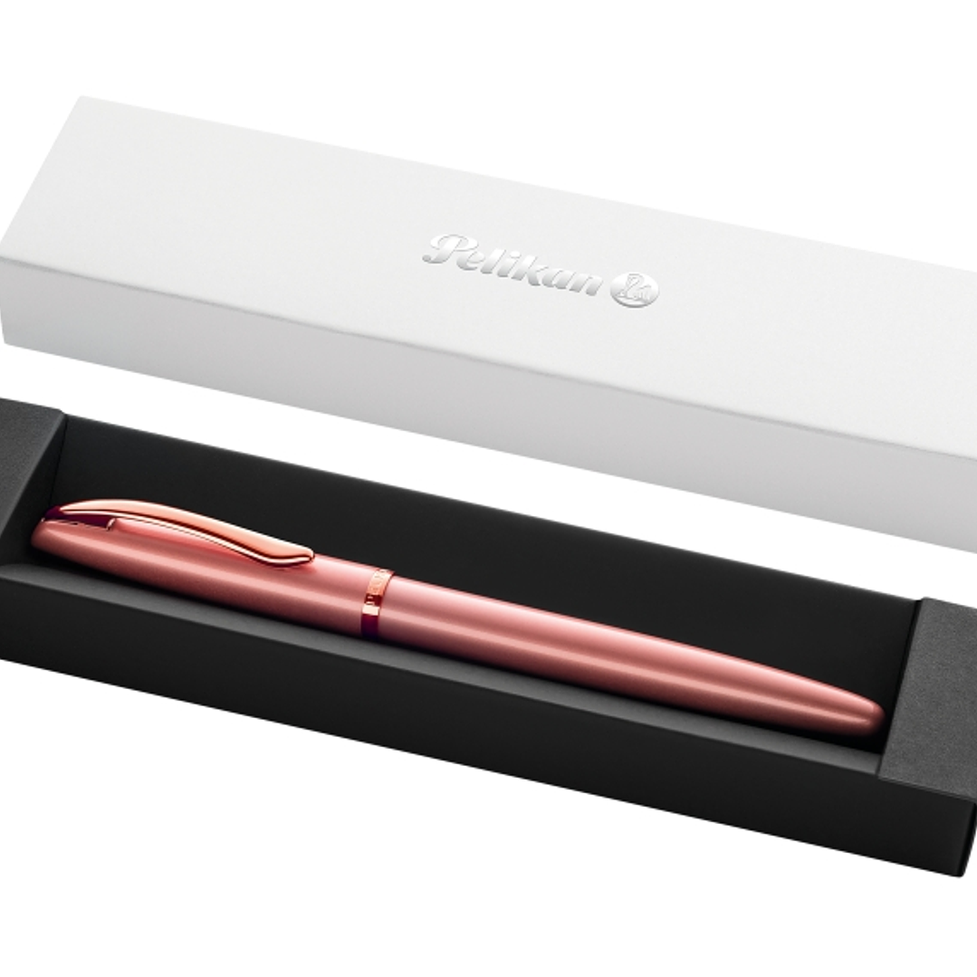 Pelikan Jazz Noble Pluma Estilografica - Punta M - Cuerpo Satinado con Detalles Cromados - Mecanismo de Cartucho Universal - Estuche de Regalo - Color 1