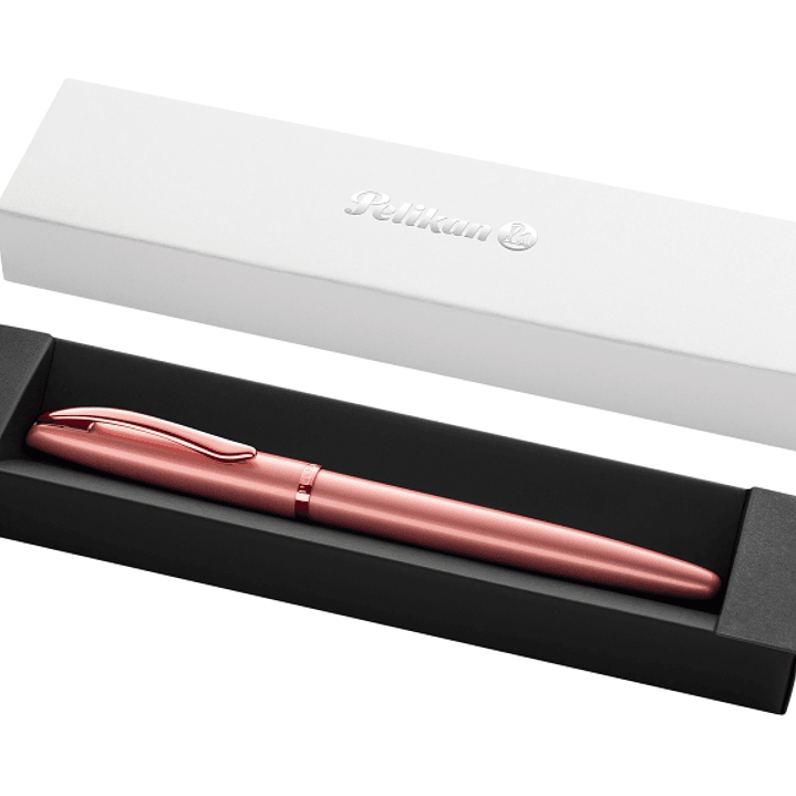 Pelikan Jazz Noble Pluma Estilografica - Punta M - Cuerpo Satinado con Detalles Cromados - Mecanismo de Cartucho Universal - Estuche de Regalo - Color 1