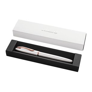 Pelikan Jazz Noble Pluma Estilografica - Punta M - Cuerpo Satinado con Detalles Cromados - Mecanismo de Cartucho Universal - Estuche de Regalo - Color