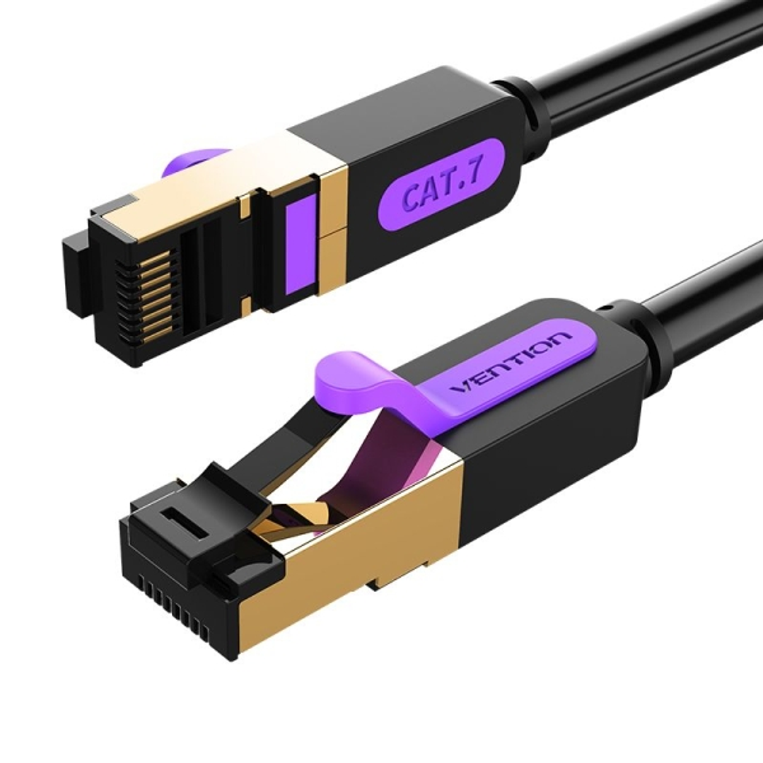 Vention Cable de Red Cat.7 SFTP - Longitud 10m - Velocidad hasta 10Gbps - 28AWG - Cubierta de PVC - Conectores Chapados en Oro - Color Negro 1