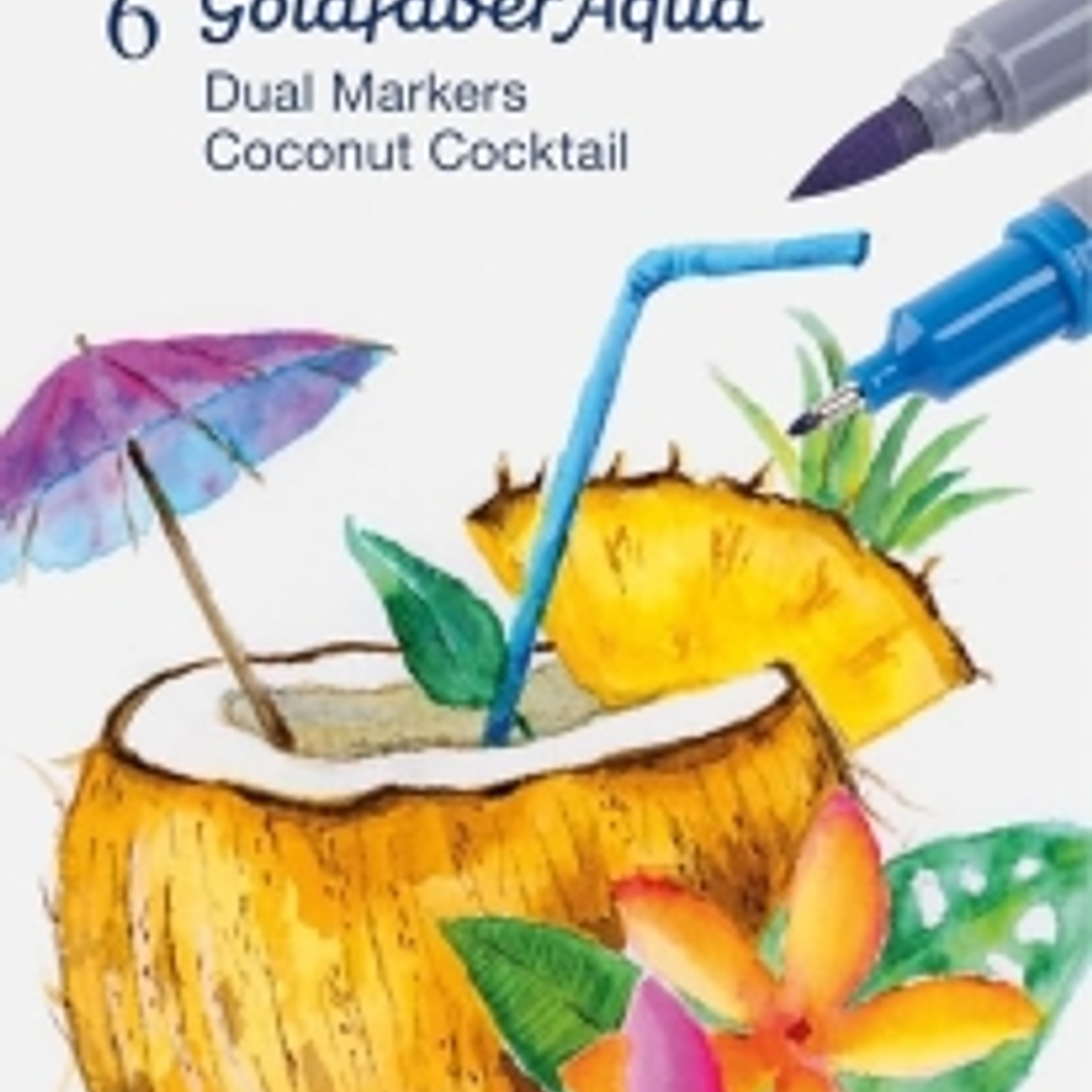 Faber-Castell Tropical Escapes Pack con 6 Rotuladores Goldfaber Doble Punta - Punta Pincel y Punta Fina 0.6mm- Solubles en Agua, Inodoros, Sin Acido y 1