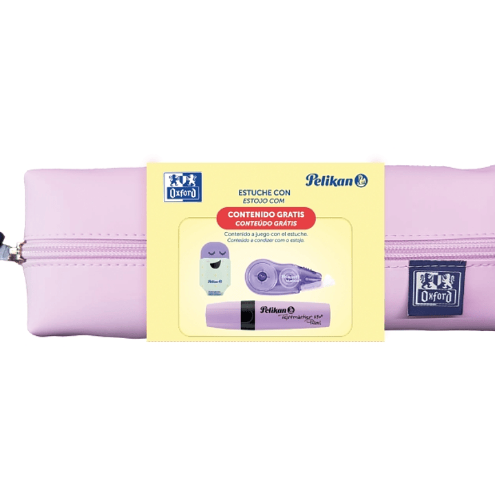 Oxford Kangoo Live and Go Estuche Rectangular Mediano - Incluye Material Escolar en Colores a Juego - Goma de Borrar - Cinta Correctora - Marcador - 2 1