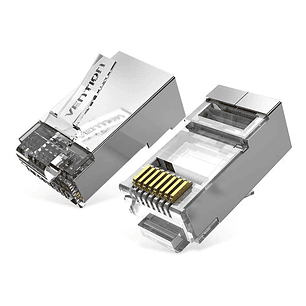Vention Pack de 100 Conectores RJ45 - Cat.6a FTP - Contactos Chapados en Oro - Color Plata