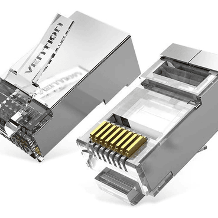 Vention Pack de 100 Conectores RJ45 - Cat.6a FTP - Contactos Chapados en Oro - Color Plata 1