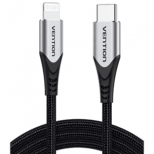 Vention Cable Lightning a USB-C - Potencia hasta 27W - Longitud 1.5m - Transferencias hasta 480Mbps - Proteccion Multicapa - Certificacion MFI - Color