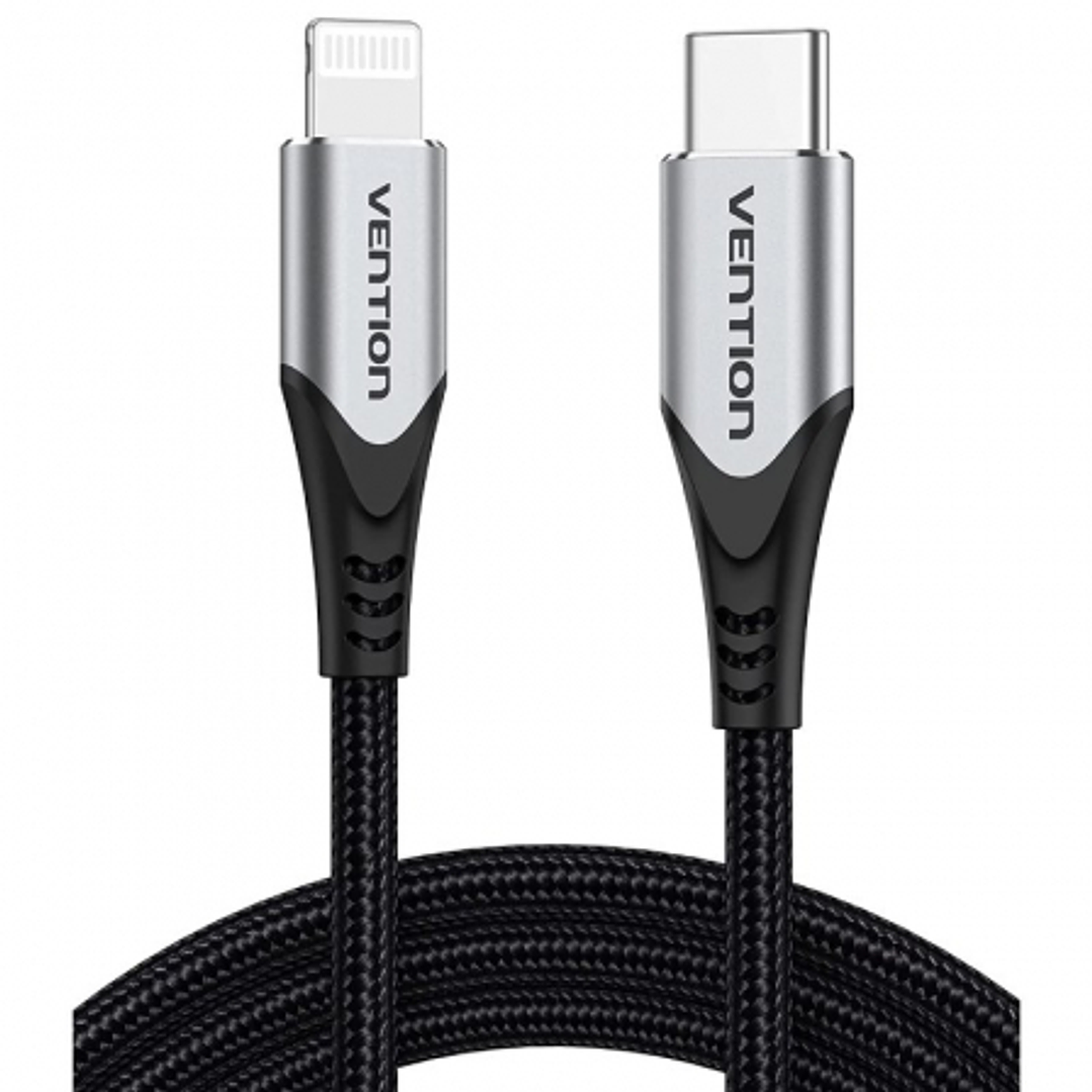 Vention Cable Lightning a USB-C - Potencia hasta 27W - Longitud 1.5m - Transferencias hasta 480Mbps - Proteccion Multicapa - Certificacion MFI - Color 1