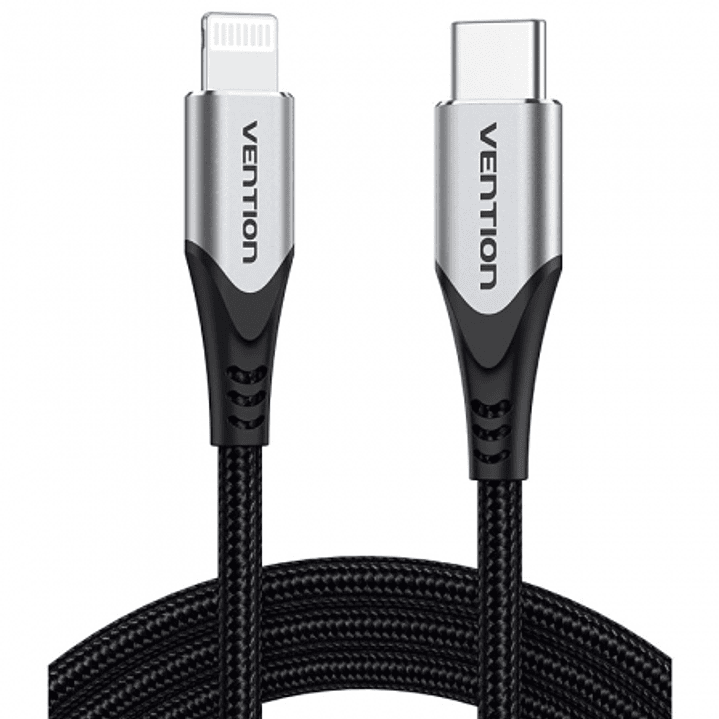 Vention Cable Lightning a USB-C - Potencia hasta 27W - Longitud 1.5m - Transferencias hasta 480Mbps - Proteccion Multicapa - Certificacion MFI - Color 1
