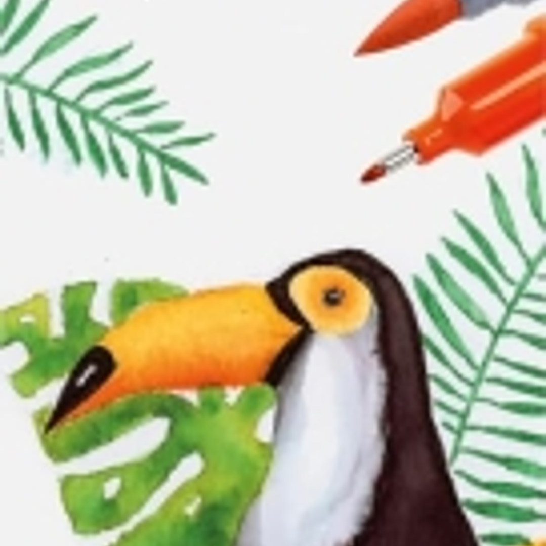 Faber-Castell Tropical Escapes Pack con 4 Rotuladores Goldfaber Doble Punta - Punta Pincel y Punta Fina 0.6mm- Solubles en Agua, Inodoros, Sin Acido y 1