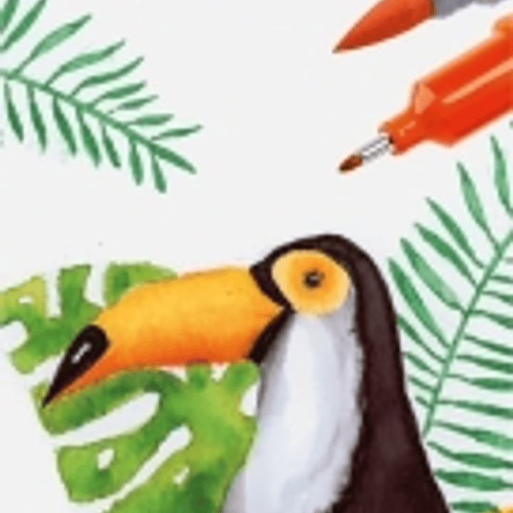 Faber-Castell Tropical Escapes Pack con 4 Rotuladores Goldfaber Doble Punta - Punta Pincel y Punta Fina 0.6mm- Solubles en Agua, Inodoros, Sin Acido y 1