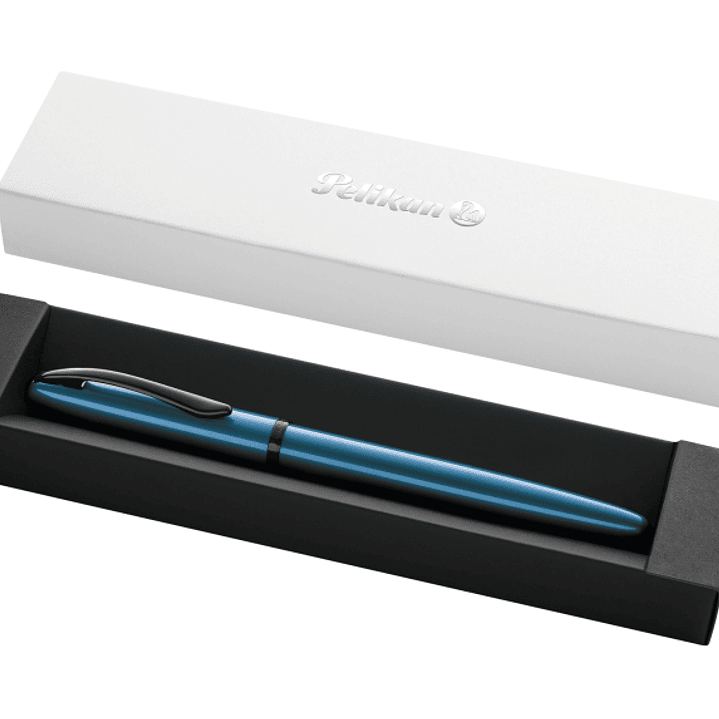 Pelikan Jazz Noble Pluma Estilografica - Punta M - Cuerpo Satinado con Detalles Cromados - Mecanismo de Cartucho Universal - Estuche de Regalo - Color 1