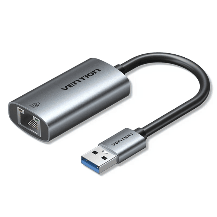 Vention Conversor USB a Ethernet - Cable de 15cm - Velocidad hasta 1Gbps - Carcasa de Aluminio y ABS - Color Gris 1