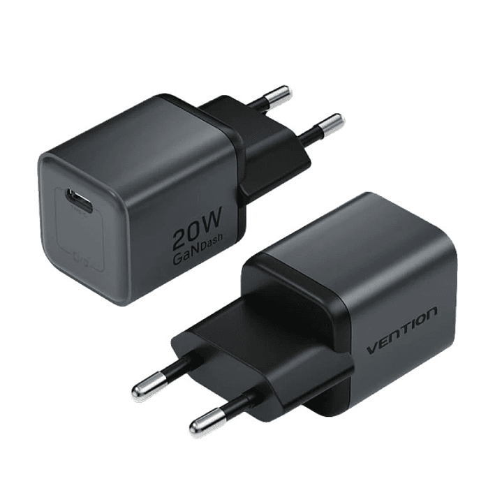 Vention Cargador de Pared - 20W - GaN - USB-C - Power Delivery 3.0 - Qualcomm 3.0 - Carga Rapida - Color Gris 1