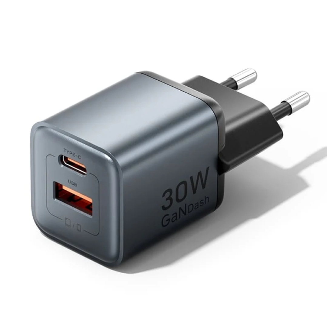 Vention Cargador de Pared - 30W - GaN - USB-C - USB-A - Carga Rapida - Tecnologia PPS - Color Gris 1