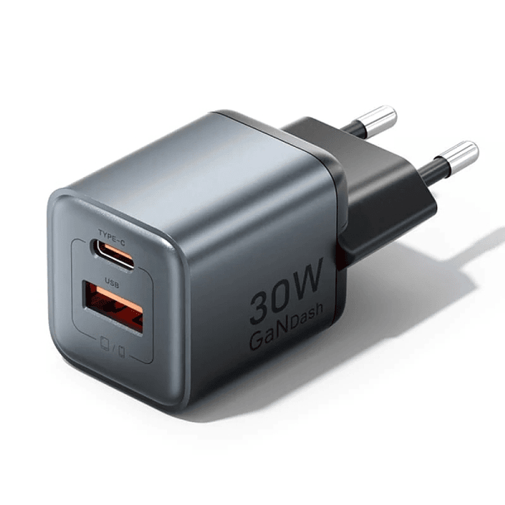 Vention Cargador de Pared - 30W - GaN - USB-C - USB-A - Carga Rapida - Tecnologia PPS - Color Gris 1