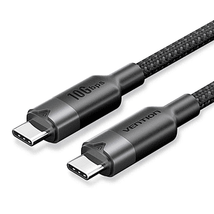 Vention Cable USB-C 3.2 - Potencia hasta 100W - Transmision 4K a 60 Hz - Longitud 1m - Recubrimiento de Nailon Trenzado - Velocidad hasta 10Gbps - Col