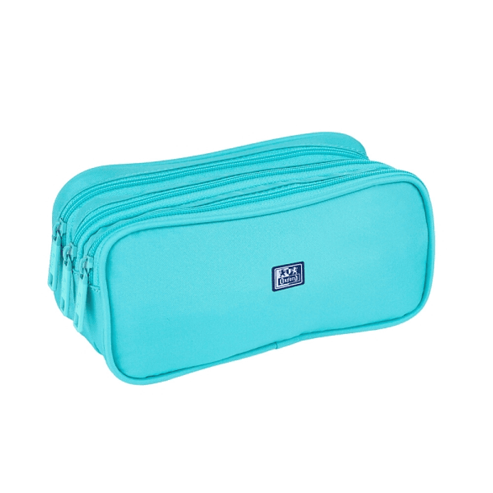 Oxford Kangoo Kids Estuche de 3 Compartimentos con Cremallera - Goma Elastica para Cuadernos - Poliester - Cremallera - 23.5x6.5x12cm - Colores Surtid 1