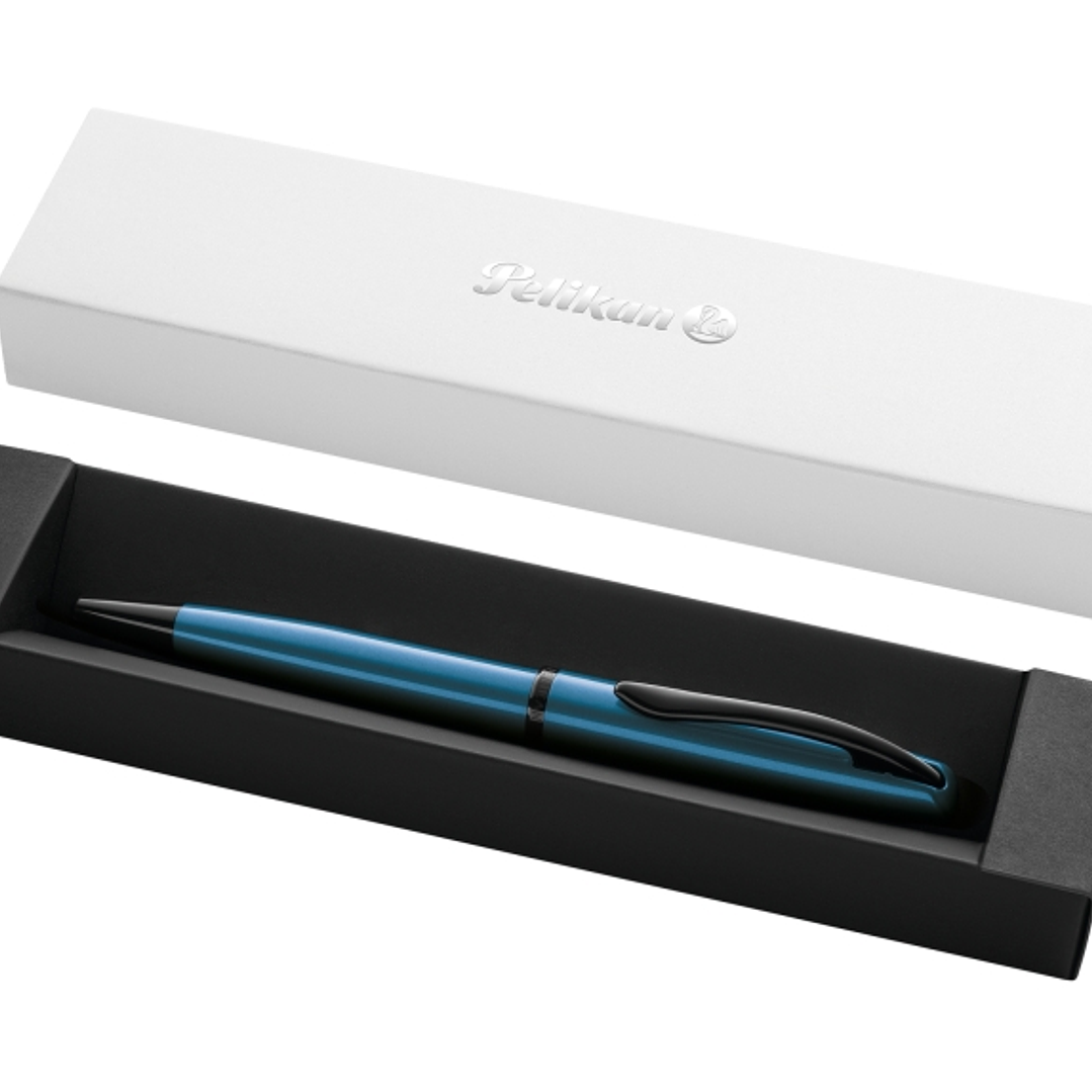 Pelikan Jazz Noble Boligrafo Retractil - Trazo de 1mm - Mecanismo de Giro - Recambio 337M Azul - Estuche de Regalo - Color Aguamarina 1