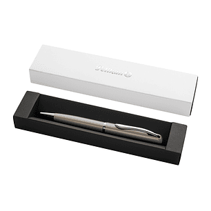 Pelikan Jazz Noble Boligrafo Retractil - Trazo de 1mm - Mecanismo de Giro - Recambio 337M Azul - Estuche de Regalo - Cuerpo Satinado - Color Pardo