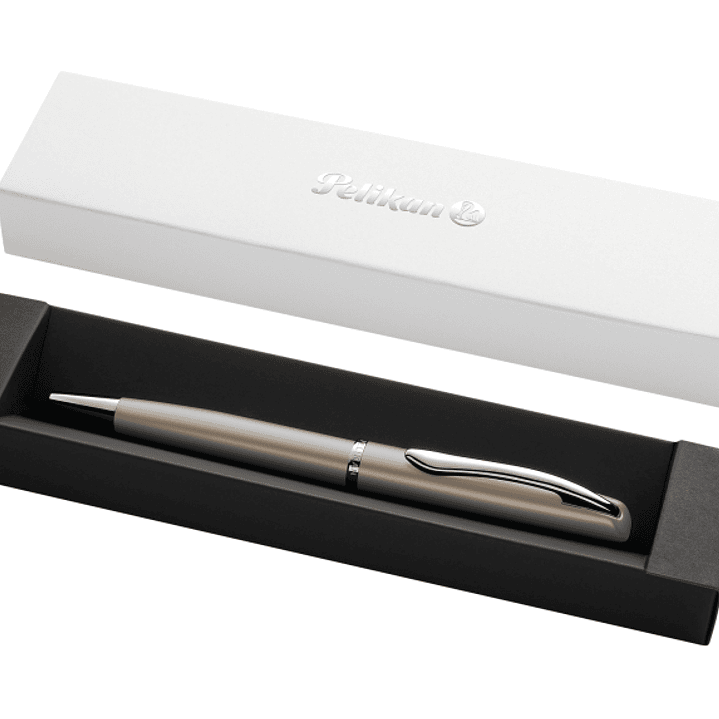 Pelikan Jazz Noble Boligrafo Retractil - Trazo de 1mm - Mecanismo de Giro - Recambio 337M Azul - Estuche de Regalo - Cuerpo Satinado - Color Pardo 1