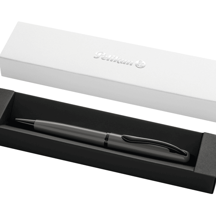 Pelikan Jazz Noble Boligrafo Retractil - Trazo de 1mm - Mecanismo de Giro - Recambio 337M Azul - Estuche de Regalo - Cuerpo Satinado - Color Gris Oscu 1