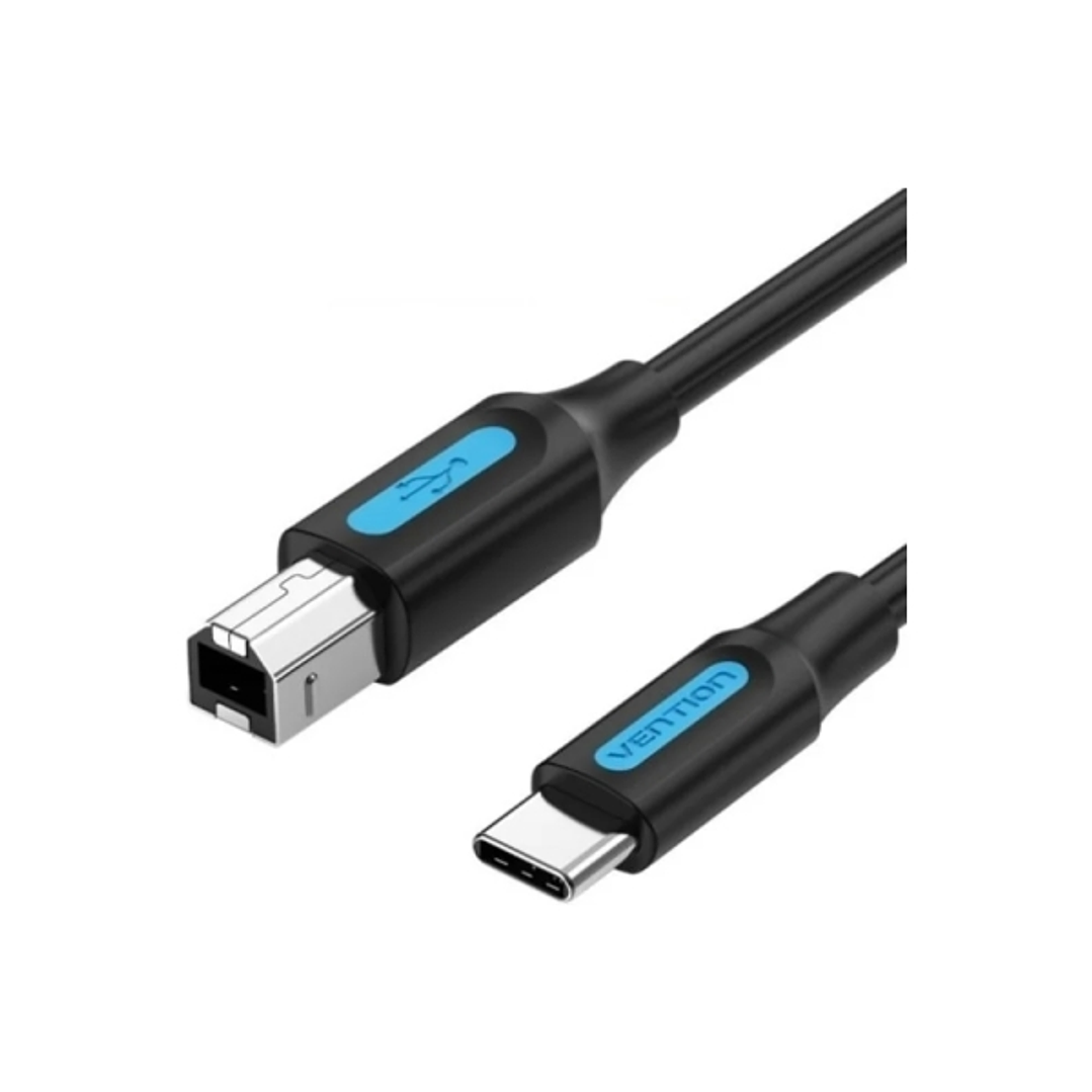 Vention Cable de Impresora - Longitud 3m - USB-C - USB-B - Transferencia hasta 480Mbps - PVC - Acabado Niquelado - Color Negro 1