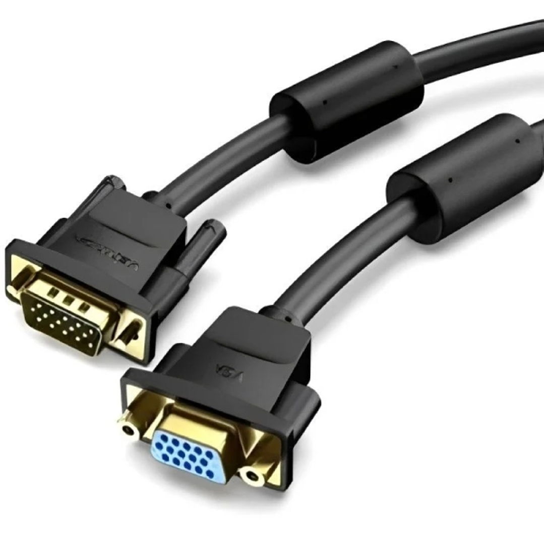 Vention Cable Extensor SVGA Macho a VGA Hembra - Longitud 3m - Full HD - 30 AWG - Filtro de Ferrita - Conectores Chapados en Oro - Color Negro 1