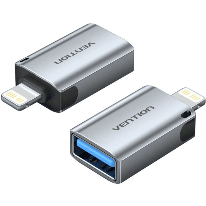 Vention Adapatador para Apple - Lightning Macho - USB-A Hembra - Funcion OTG - Aluminio - Color Gris 1