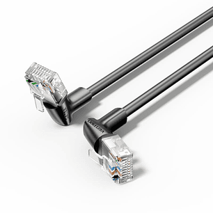Vention Cable de Red Acodado Cat.6a UTP - Slim - Longitud 0.5m - Velocidad hasta 10Gbps - 32 AWG - Cubierta de PVC - Color Negro