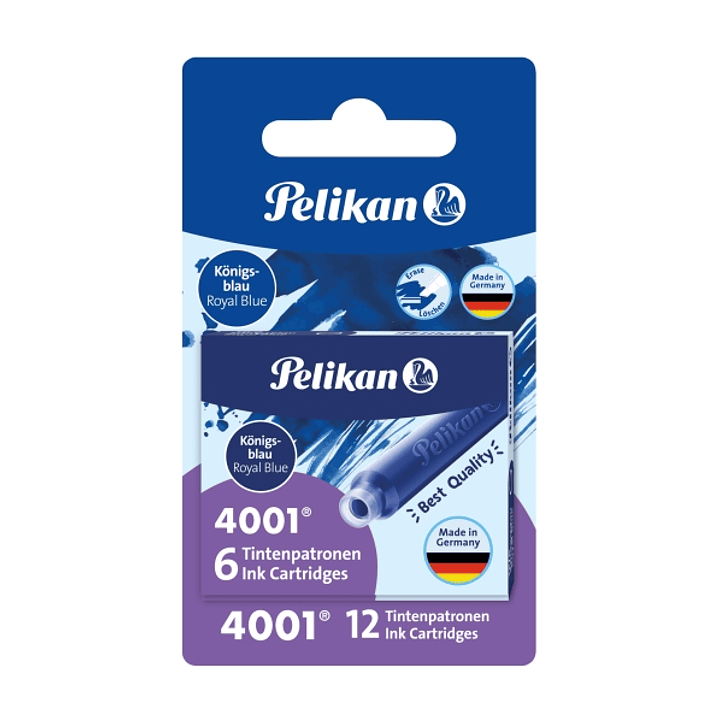 Pelikan 4001 Pack de 12 Cartuchos de Recambio - Tinta Borrable - Presentado en Blister - Color Azul Real 1