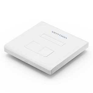 Vention Placa de Pared de 2 Toma RJ45 - Compatible con Cajas de Empotrar Tipo 86 - ABS Resistente al Envejecimiento - 86x86x8mm - Color Blanco