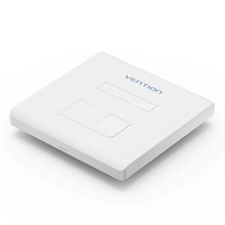 Vention Placa de Pared de 2 Toma RJ45 - Compatible con Cajas de Empotrar Tipo 86 - ABS Resistente al Envejecimiento - 86x86x8mm - Color Blanco 1