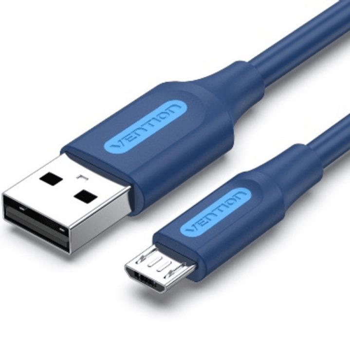 Vention Cable USB 2.0 - Potencia Maxima 60W - Longitud 1m - USB-A - Micro-USB - Velocidad hasta 480Mbps - Recubrimiento de PVC - Color Azul 1