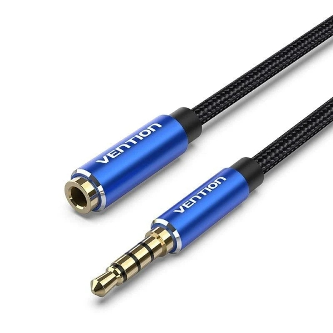 Vention Cable Extensor de Audio Estereo - Longitud 5m - Jack 3.5mm Macho - Jack 3.5mm Hembra - Conectores Chapados en Oro - Color Azul Lago 1