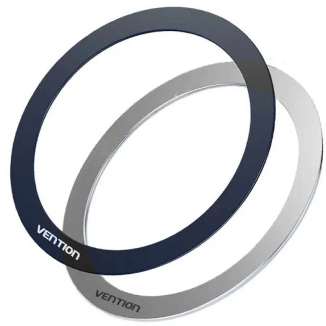 Vention Pack de 2 Anillos para Soportes Magneticos - Universal - Adhesivo de Doble Cara - Metal Ultrafino - Color Gris 1