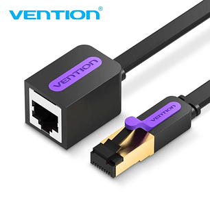 Vention Cable Extensor de Red Cat.7 - Longitud 0.5m - Velocidad hasta 10Gbps - 30 AWG - Conectores Chapados en Oro - Color Negro