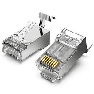 Vention Pack de 10 Conectores RJ45 - Cat.7 FTP - Contactos Chapados en Oro - Formato Transparente - Color Plata