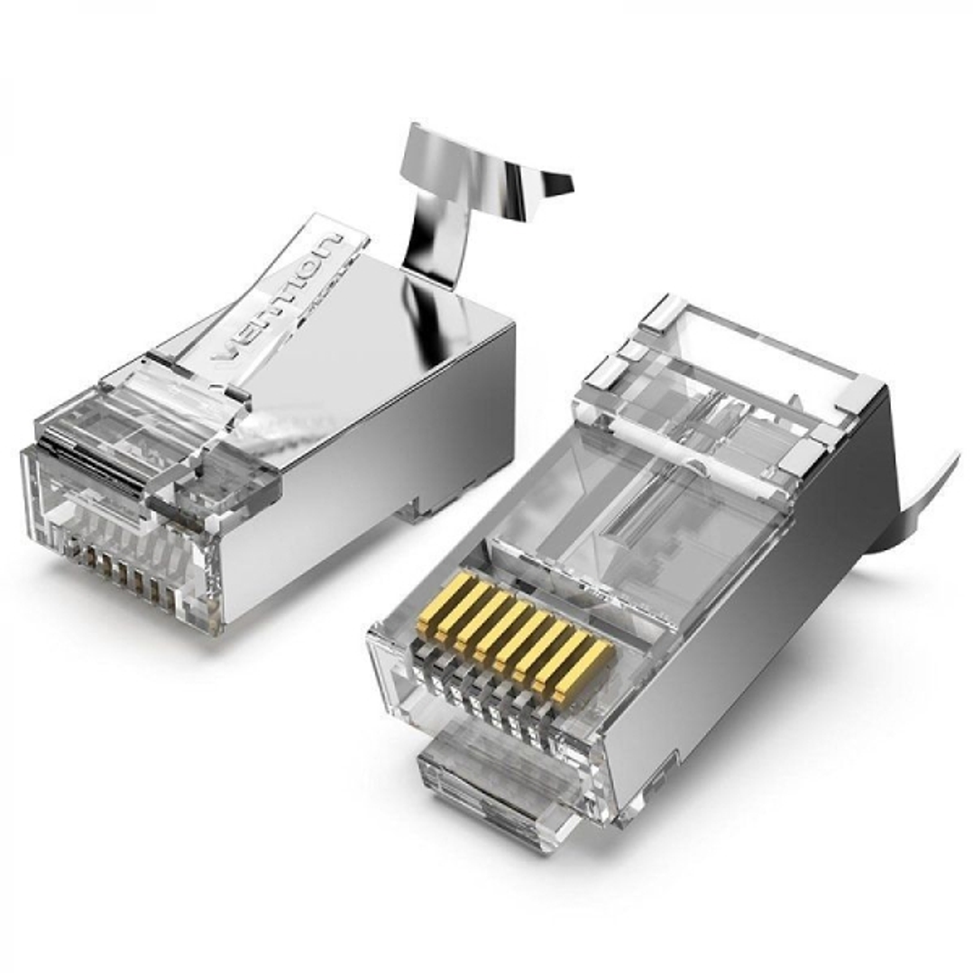 Vention Pack de 10 Conectores RJ45 - Cat.7 FTP - Contactos Chapados en Oro - Formato Transparente - Color Plata 1