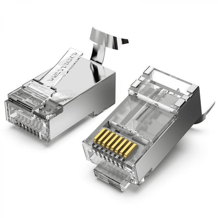 Vention Pack de 10 Conectores RJ45 - Cat.7 FTP - Contactos Chapados en Oro - Formato Transparente - Color Plata 1