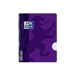 Oxford Libreta Grapada - Formato A5+ - 48 Hojas de 90g - Cuadricula 4x4mm con Margen - Tapa de Plastico - Anti Traspaso de Tinta - Color Lila
