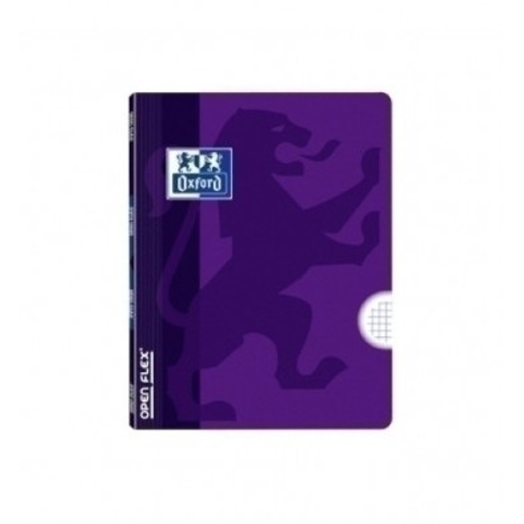 Oxford Libreta Grapada - Formato A5+ - 48 Hojas de 90g - Cuadricula 4x4mm con Margen - Tapa de Plastico - Anti Traspaso de Tinta - Color Lila 1