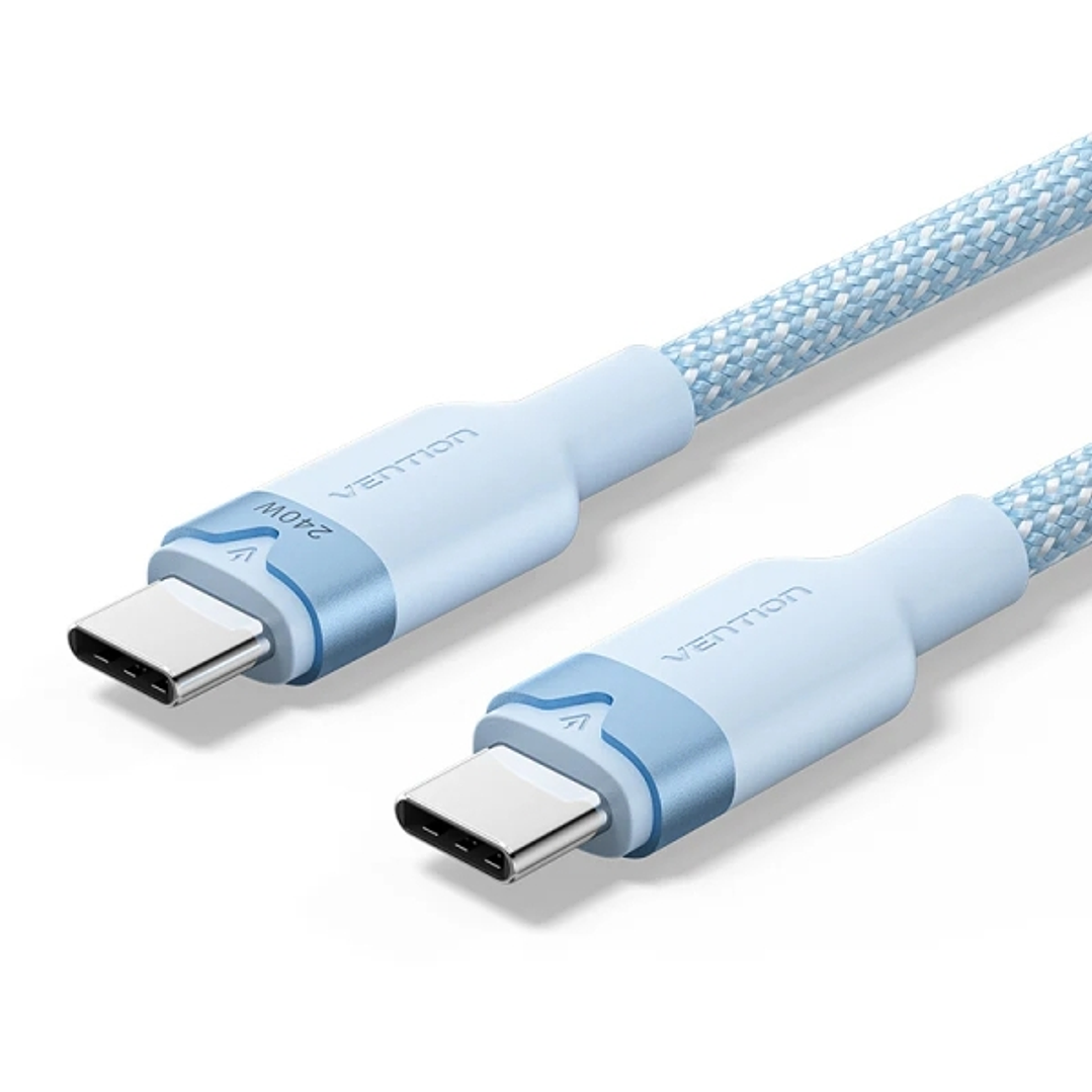Vention Cable USB-C - Potencia hasta 240W - Longitud 1m - Recubrimiento de Nailon Trenzado - Velocidad hasta 480Mbps - Color Azul 1