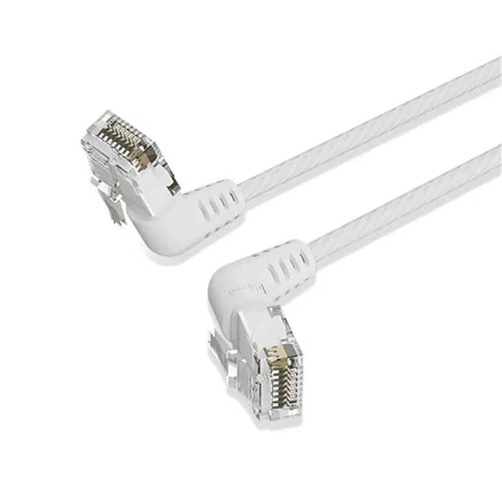 Vention Cable de Red Acodado Cat.6a UTP - Slim - Longitud 3m - Velocidad hasta 10Gbps - 32 AWG - Cubierta de PVC - Cabeza Rotatoria 360º - Color Blanc 1