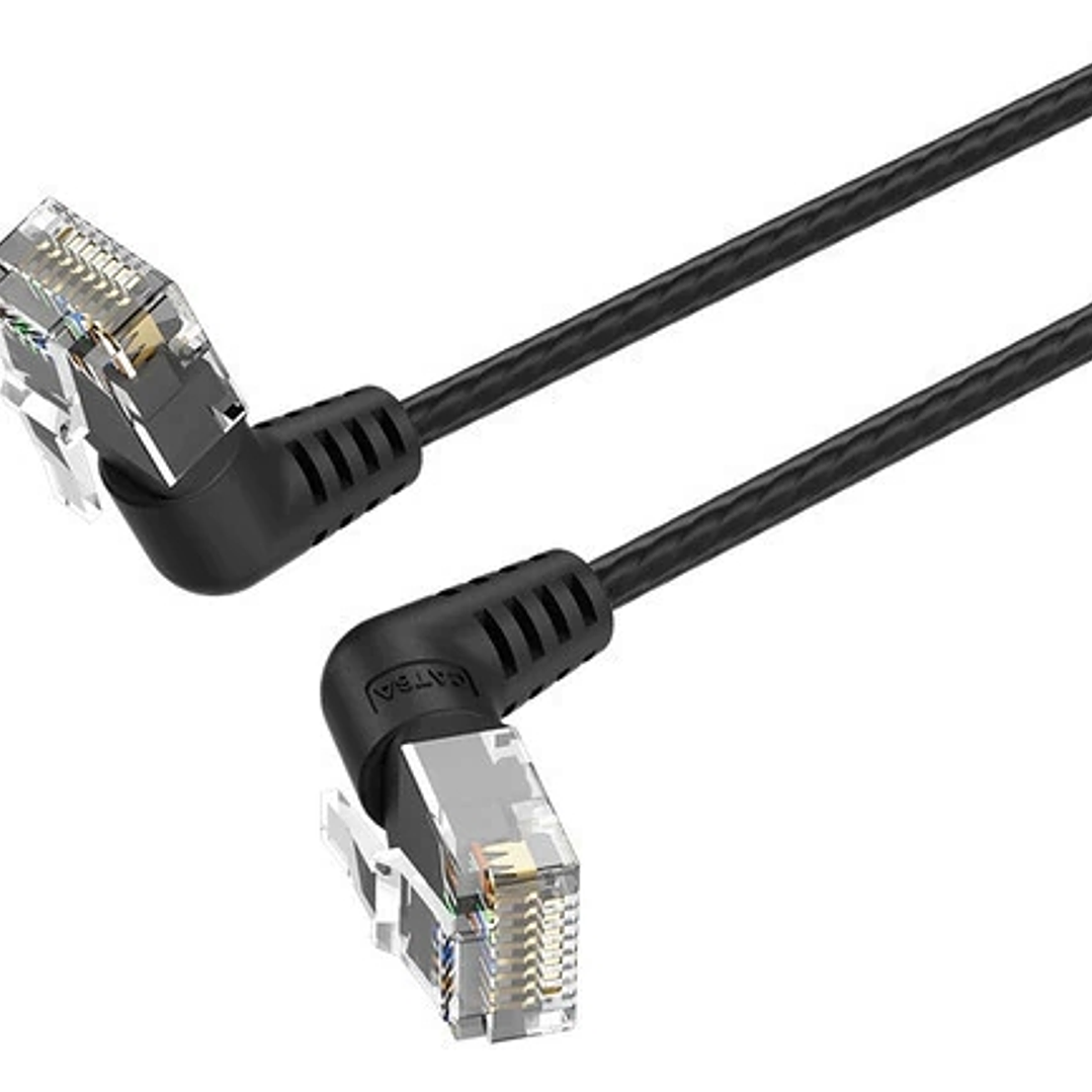 Vention Cable de Red Acodado Cat.6a UTP - Slim - Longitud 3m - Velocidad hasta 10Gbps - 32 AWG - Cubierta de PVC - Cabeza Rotatoria 360º - Color Negro 1